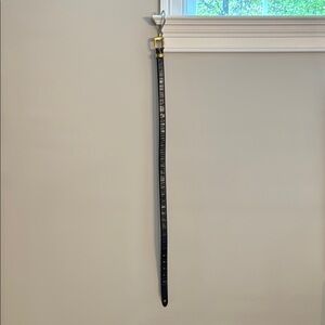 Black Leather Belt with Gold Buckle